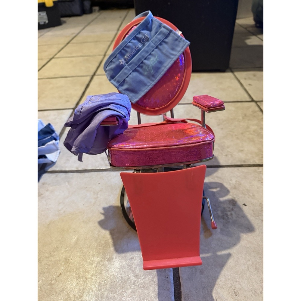 American Girl Hair Salon Chair- With Stylist Apron And Customers Smock